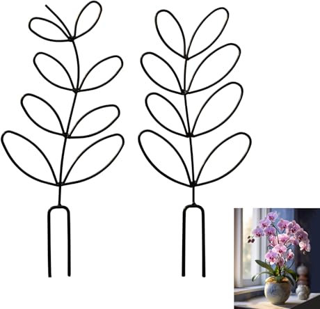 2 Pz Supporto per Piante Rampicanti in Vaso, Supporti Stelo Piantes, Supporto Piantes Vaso, Traliccio Graticcio per Piante Rampicanti, Staffa Fissa per Fiori Patio Edera da Giardino(Stile Foglia)