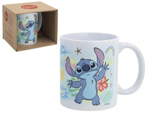 Taza Stitch Disney de cerámica modelo mug con impresión sublimática tazón desayuno 325ml para niños