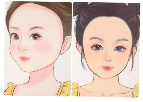 DIYEAH Tableau d'Entraînement Réutilisable pour Garçon et Filles 2Pcs de Maquillage Facile à Utiliser Modèle de Visage Coloré pour Activités Artistiques et Fêtes