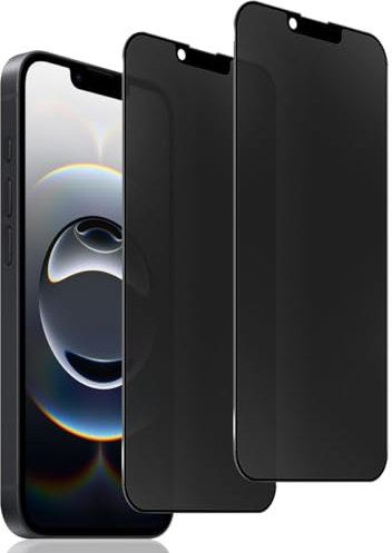 Liilaa Protector de Pantalla Mate de Privacidad para iPhone 16e/13/13 Pro/14 6,1 Zoll, [Compatible Huellas Dactilares ID] 2 Piezas Antiespia Cristal Vidrio Templado Mate, Antihuellas, Antireflejo
