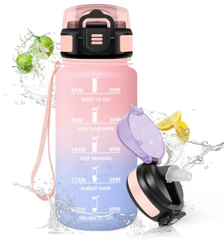 HoneyHolly Trinkflasche Kinder 500Ml, Auslaufsicher Trinkflasche Sport, Wasserflasche Kohlensäure Geeignet, Wasserflasche mit Strohhalm, BPA-frei, Trinkflaschen für Fitnessstudio, Schule, Büro