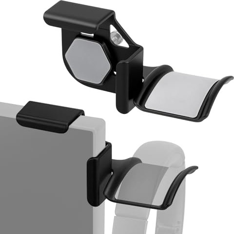 GEEKRIA Supporto a morsetto per cuffie per monitor, montaggio su schermo, gancio per cuffie da gioco, compatibile con cuffie Sennheiser, Bose, Beats, Razer, HyperX, Sony (nero, confezione da 2)
