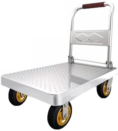 NMGBRDM Plattformwagen Klappbarer,Push Cart Mit 360°Drehrädern,Garage Lager Bewegliches Plattform-Handwagen,Stahl Strapazierfähiger Beweglicher Flachbett-Sackkarren(Size:73×48cm)