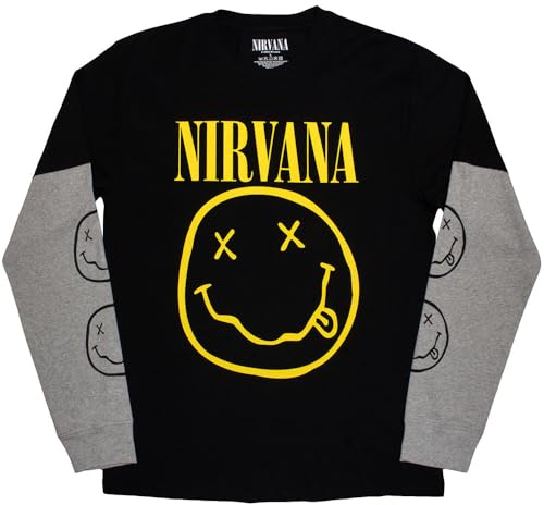 Nirvana Grunge Face Layered Long Sleeve T Shirt M Black