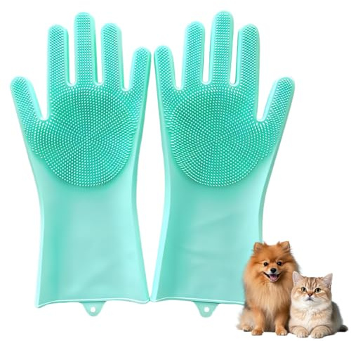 Waschhandschuhe für Hunde und Katzen, Haustier Grooming Handschuhe, Fellpflegehandschuhe für Haustiere aus Silikon, hitzebeständige Badehandschuhe, Baden und Massieren für Hunde und Katzen