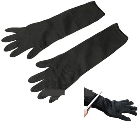 HEALBYBLE 1 Paar schwarze, schnittfeste Arbeitshandschuhe, lange Schutzhandschuhe for Metzger, Gärtner und andere Handwerker,Langlebiger