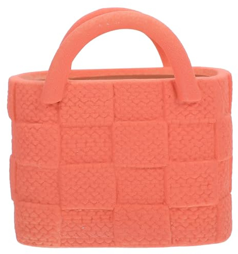 Keramik Handtaschenvase in Orange, Kreative Dekovase für Zuhause | Handtaschenform, Glatte Oberfläche und Schöne Optik, Passend als Heimdeko und Florales Arrangement