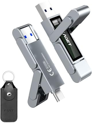 EAGET 512GB USB Flash Drive, USB-C Dual-Port Solid State Drive with USB 3.2, 560MB/s High-Speed Thumb Drive for iPhone 15/16/17 Pro, Android, Mac, PC, PS5 – Durable Metal Body & Portable SSD