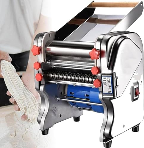 UIBAO Machine à Pâtes Électrique Professionnelle Acier Inoxydable 2 Lames Réglage Épaisseur 0,3-20 Mm pour Spaghettis Lasagnes Maison & Restaurant FKM240