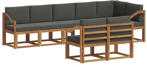 vidaXL Outdoor-Sofagarnitur mit Kissen 8 pcs Natur und Anthrazit, Garten, modernes Outdoor-Sofa für Terrassensitzplätze, stylisches Lounge-Sectional-Set, haltbare Möbel für Komfort