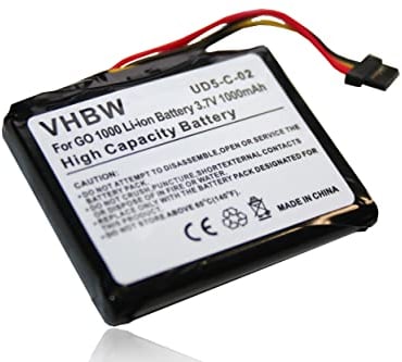 vhbw Battery compatible with TomTom Go 1000, Go 1005, 4CS0.002.01, Go Live 1000, 1000 Regional, Live 1005 GPS Navigation System Sat Nav (1000mAh)