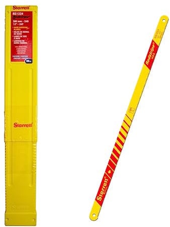 Starrett HSS Hand Hacksaw Blades - 50 Pack RS1224 Redstripe Solid High Speed Steel Straight Cut Hand Saw 300mm/12 24 TPI Cutting Edge - For Metals, Stainless Steel, Pipes
