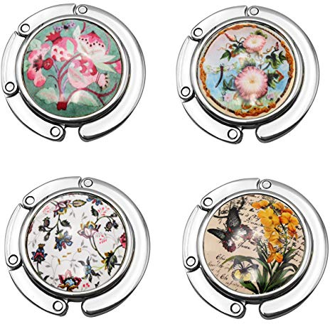 Ecloud Shop 4 Stück Tisch Haken Halter Handtaschenhalter Taschenhaken Faltbare Metall Handtasche Tasche Aufhänger Zusammenklappbar Handtaschenhalter Taschenhalter 4cm