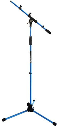 keepdrum MS106 Mikrofonständer Mikrofonstativ mit Galgen u. Metall-Sockel + Tragetasche SB-03 (Blau)
