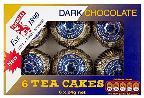 Tunnock's Tea Cakes Dark Chocolate 6 x 24g - Pack of 2