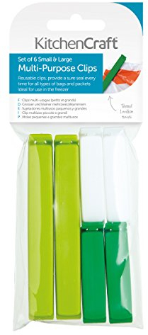 Kitchen Craft Plastic Bag Clips, Assorted Sizes, Set of 6