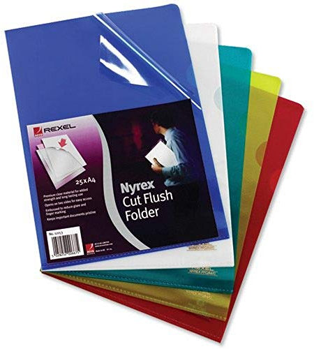 Rexel Nyrex Premium A4 Dokumentenmappe, blau geprägt, 100mic, Cut Flush, L-Ordner, 25 Stück, 12161BU
