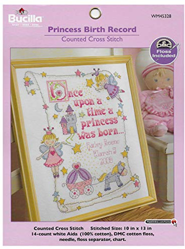 Bucilla 45328 Kreuzstich-Set, Motiv Princess, 25,4 x 33 cm, Weiß