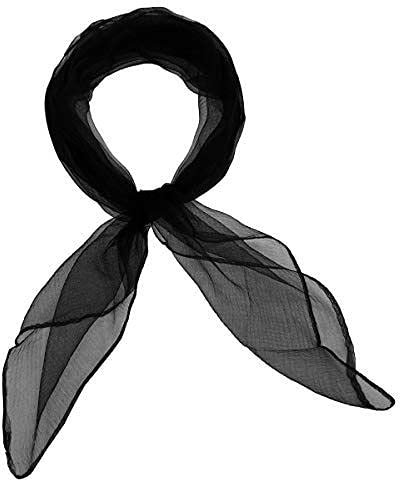 Basic Sense Plain Soft and delicate Chiffon Feel Head and Neck Scarf,Black