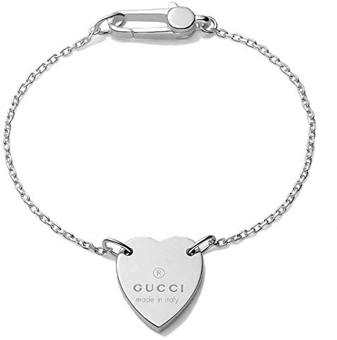 Gucci Herzarmband in Sterling Silber aus der Trademark Collection, Karabiner Verschluss, Länge: 18 cm, YBA223513001018