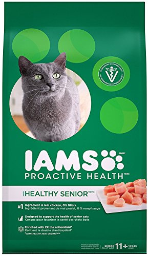 IAMS Proactive Health Senior Dry Cat Food, Cat Food Dry Chicken Recipe, Real Chicken in Every Bite, 7 lb. Bag