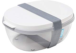 Mepal - Ensaladera Ellipse - Fiambrera para Ensaladas con Varios Compartimentos - Bento Box para Ensaladas sobre la Marcha - Comida Sana y Estilo de Vida - 1300 ml + 600 ml - White