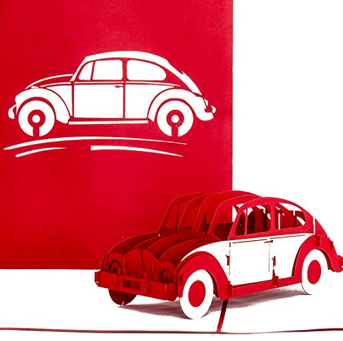 Pop Up Karte Auto - Automobil“ 3D Geburtstagskarte, Glückwunschkarte & Karte zum Führerschein 3D Auto Modell als Geschenk, Geschenkverpackung und Reisegutschein