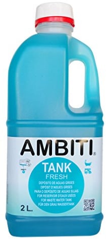 Ambiti | Tank Fresh | Aditivo Biodegradable para Depósito Aguas Grises | Elimina Olores y Sedimentos en Duchas, Fregaderos y Desagües de Autocaravanas y Campers | Fragancia Piña Colada | 2L