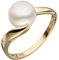 Ring Damenring mit Perle Süßwasser Zuchtperle weiß 585 Gold Gelbgold Goldring, Ringgröße:Innenumfang 50mm ~ Ø15.9mm