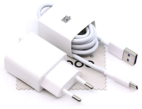 Chargeur Flash Rapide pour Huawei d'origine HW-090200EH0 2A QC + câble de Charge Type C USB Huawei P20/P20 Lite/P20 Pro/P10/P10Plus/P9/Mate 20/Mate20 Lite avec Chiffon de Nettoyage mungoo