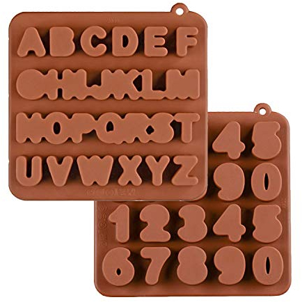 KBstore 2 Stück Silikon Schokoladenform Pralinenform - Alphabet und Nummer Silikonform für Schokoladen Herstellen - Silikon backform für Schokolade/Süßigkeit/Gelee/Eiswürfel