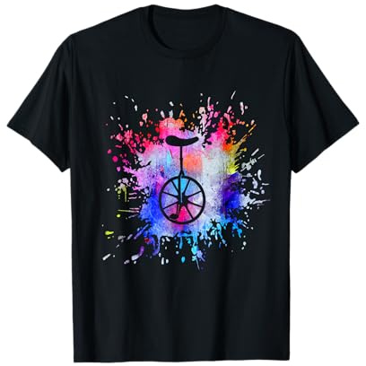 Einrad Bike T Shirt - Farbklecks Tee T-Shirt