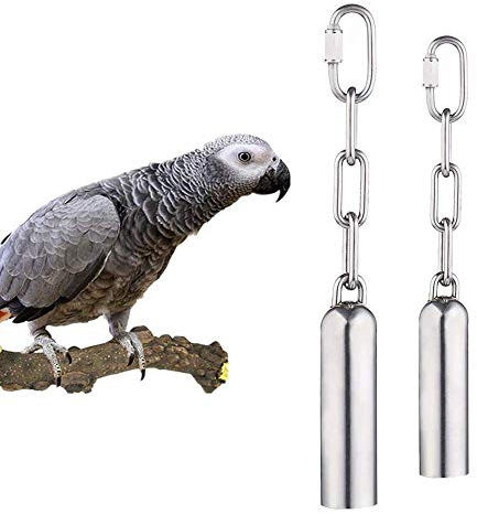 Edelstahl-Glocke Spielzeug für Papageien 2 Stück, Edelstahl Glockenspielzeug mit süßem Klang für Vogel Papagei Ara afrikanische Graus Kakadusittich Nymphensittiche