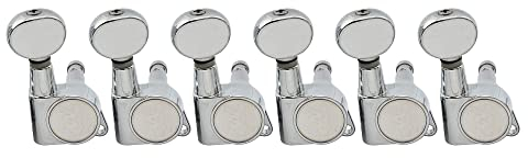 Wilkinson 6-in-Line E-Z-LOK Mini Oval Button Tuners Mechaniken Set für Fender Strat/Tele Style E-Gitarre, Chrom