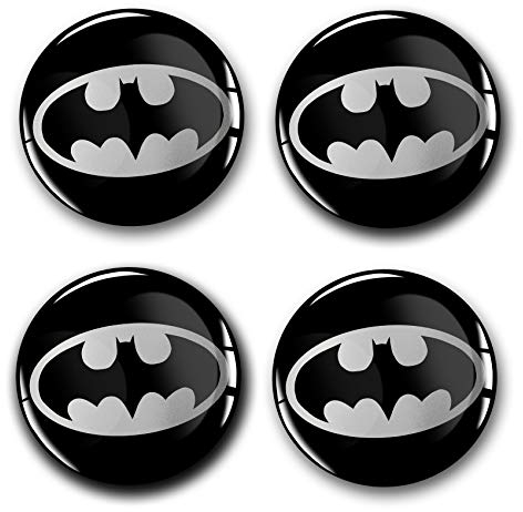 4 x Gel Aufkleber für Nabendeckel 60mm Durchmesser Felgenaufkleber Sticker für Felgen Emblem Doming für Auto Kfz Tuning Zubehör DM007 (Nr. 19 Fledermaus Silver, Gel Aufkleber Set)