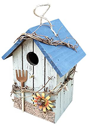 Wlabe Mangeoire pour Oiseaux en Bois à Suspendre - Maison et Cabane Décorative Extérieure Peinte pour Jardin (F)