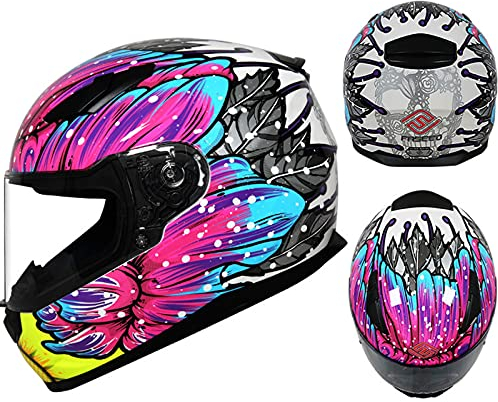 Motorradhelm Klapphelme, Visier Motorradhelm Adult Damen Und Herren Integralhelm ECE Genehmigt Motorrad Roller Rennsturzhelm Motorrad HelmAbnehmbarer Inneneinlage,Rosa,M 54~56cm