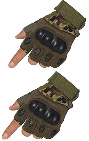 Outdoor-Handschuhe für Herren, Airsoft-Handschuhe, rutschfest, für Jagd, Radfahren, Schießen, Halbfinger, Sport, fingerlos, Camouflage M