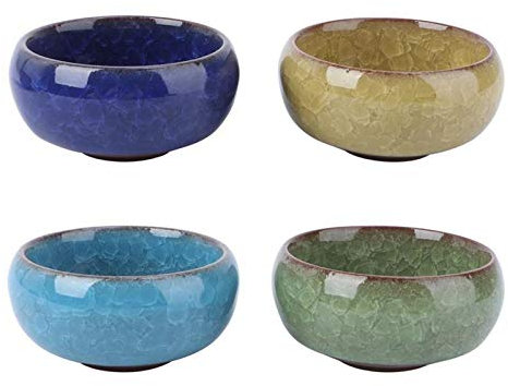Nuojie Indoor- und Outdoor-Blumentöpfe 4 stücke Maceteros Pflanzgefäß Blume Topf Blume Topf Groot Succulent Blumentopf Grüne Pflanze Blume Topf EIS Rissige Keramik Handwerk Garten (Color : A)