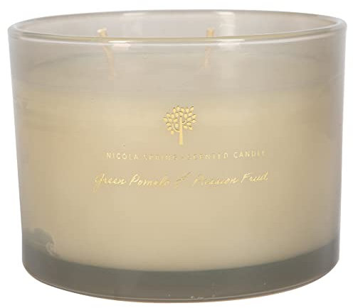 Nicola Spring Green Pomelo & Passion Fruit Scented Candle - 350g - 38 Hour Burning Time Natural Soy Wax Double Wick Candles Relaxing Fragrance Aromatherapy Gift Set