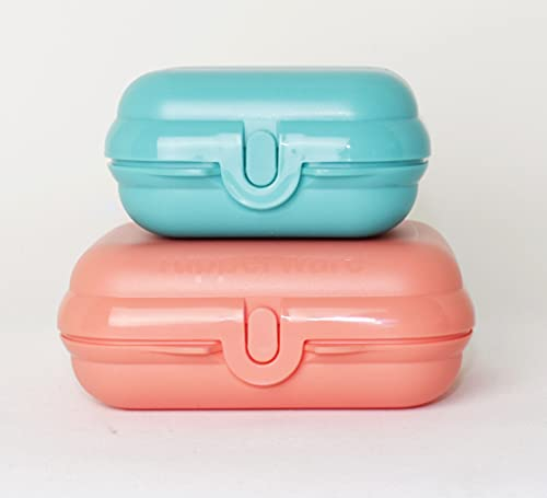 TUPPERWARE Snackbox, Brotdose, Vesperbox, Lunchbox Twin Set Gr.2 Altrosa + Gr.1 Türkis
