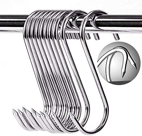 ARTOYS Gancio per macellaio, in acciaio inox 304, 20 pezzi (100 mm x 4 mm), gancio per macellaio, da cucina, con estremità per barbecue