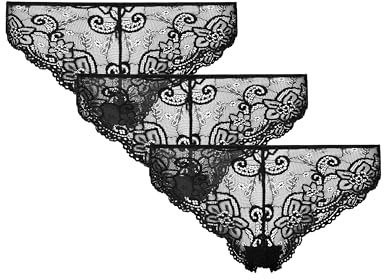 Snocks Brazilian Slip Damen aus Spitze (3er Pack) - Damenunterwäsche mit Perfekter Passform und angenehmem Tragegefühl - Klassisches Unterwäsche Frauen - Schwarz - S