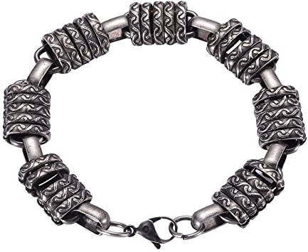 Aotiwe Armband Herren, Väter Geschenk Retro Stil Stahl Edelstahl für Valentinstag Neujahr Jahrestag