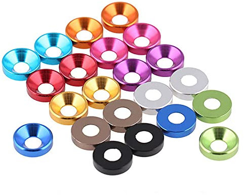 10 Stück Aluminium Unterlegscheiben M2 M2.5 M3 M4 M5 M6 bunt eloxiert Senkkopfschrauben Unterlegscheiben Dichtung-M2, Ti Grey