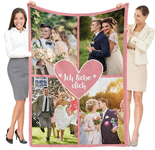 Personalisierte Decke mit Foto Text, Personalisiert Kuscheldecke, Personalisierte Fotodecke, Personalisierte Geschenke, Hochzeitsgeschenk, Geburtstagsgeschenk für Frau, Ehemann, Valentinstagsgeschenk