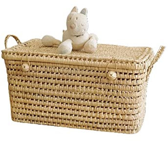 Caisse de rangement osier, Malle osier 60 cm, Coffre à jouet, Malle rangement osier