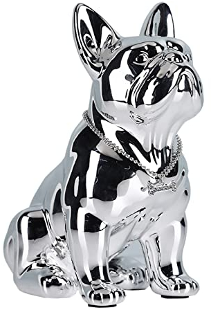 KUAHAI Sitzende französische Bulldogge, galvanisierte Hundestatue, Harzfarbe Britische französische Bulldogge, Außenstatue der französischen Bulldogge