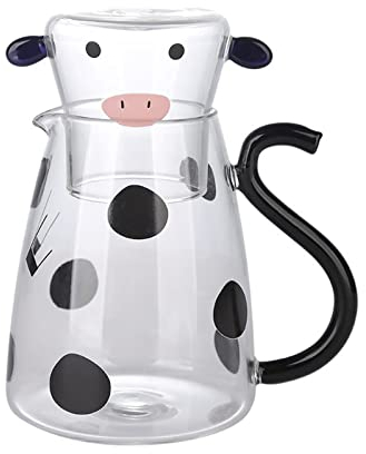 Lieblich Eisbeständig Ml Design Cartoon Trinken Saft Getränk Wärme Einzugsbecher Nachttisch Glaskaraffe Milchkrug Wasserkaraffe Kuh Muster Milchkaraffe Glas
