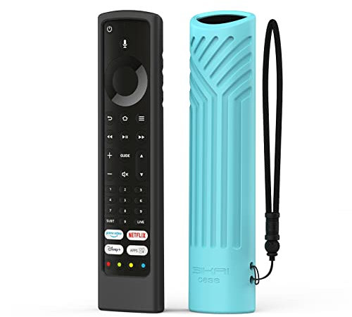 Universal Remote Control Cover for Xiaomi Fire Smart TV F2/TCL CF630 YKF494-B204/TOSHIBA CT-8565/JVC RM-C3253, Fire TV Bluetooth Remote Control Shell with Alexa Protective Case,Black+Blue